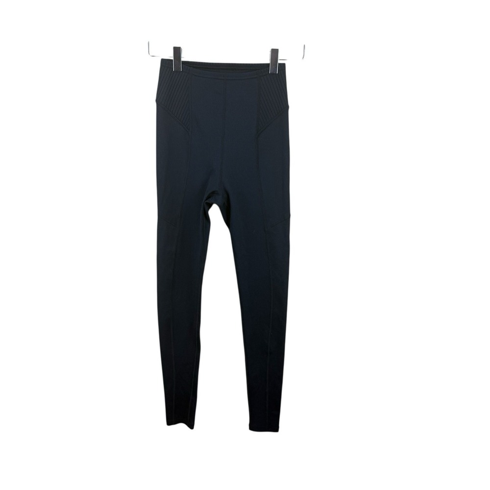 For Love & Lemons Ella Leggings Women's XS Ribbed Black Yoga‎ Athleisure Black